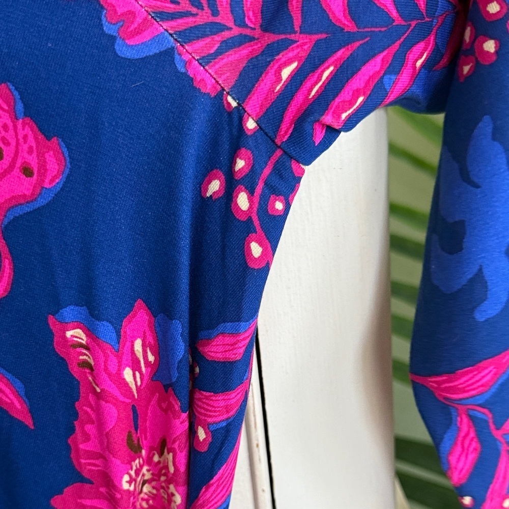 Lilly Pulitzer Bryson Dress Navy and Fuchsia Floral Dress M - Picture 5 of 6